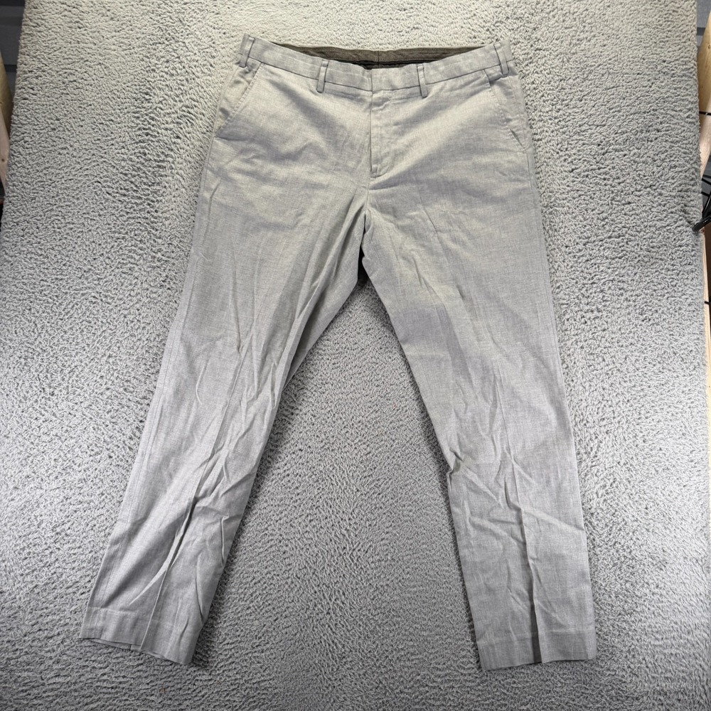 J.Crew Bowery Pant Mens 38x32 Gray Cotton Dress Straight Formal‎ Preppy Business